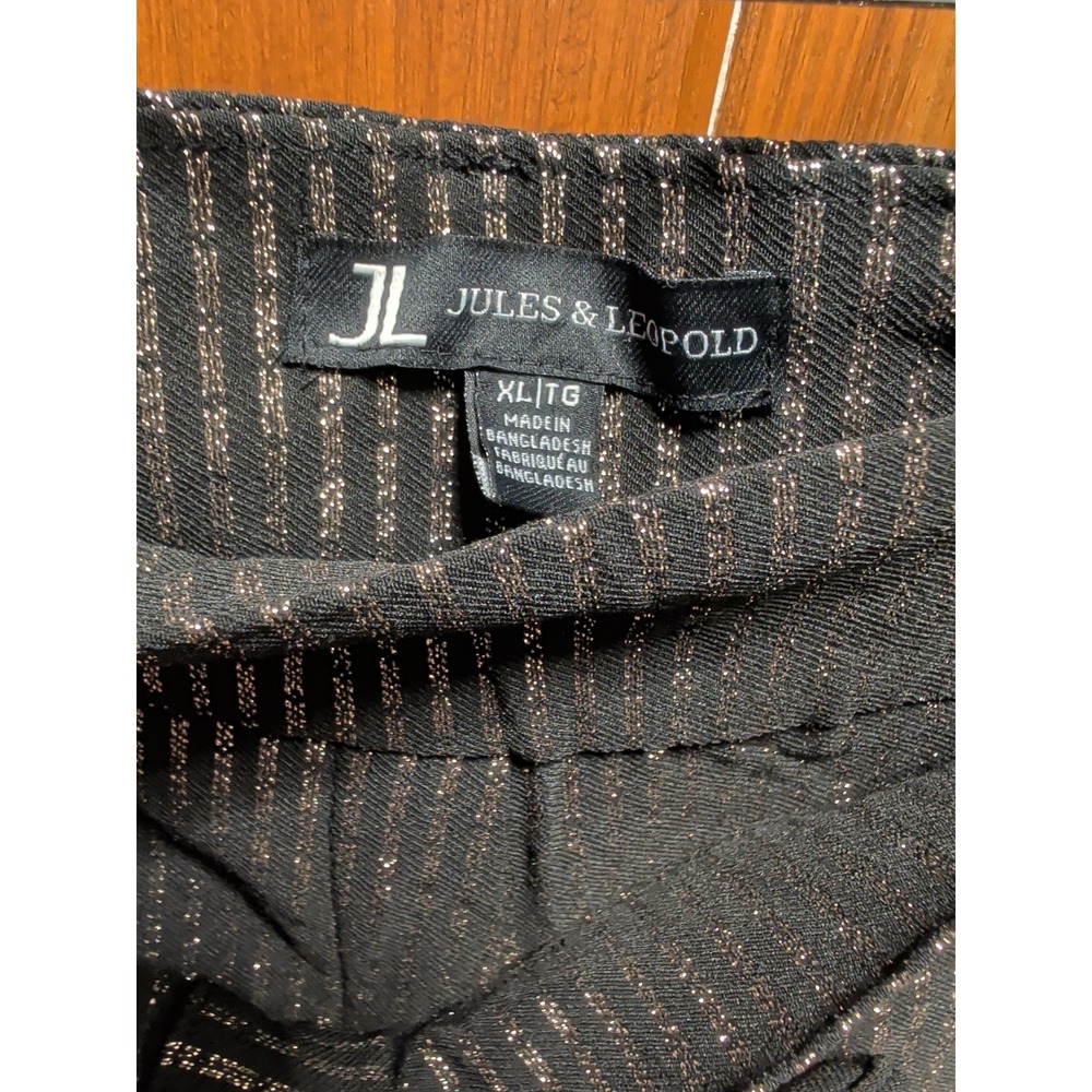 Jules & Leopold Pull On Slim Leg Ankle Length Pant Tie Front  Gold Shimmer Black - Picture 3 of 8